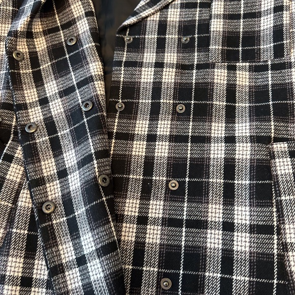 Black & White Plaid Maxi Coat | Double-Breasted, Knit Cuffs, Chic & Timeless - Picture 6 of 9